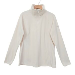 Columbia Fleece Jacket Womens XL Beige 1/4 Zipper Mock Neck Zip Cozy Outdoor